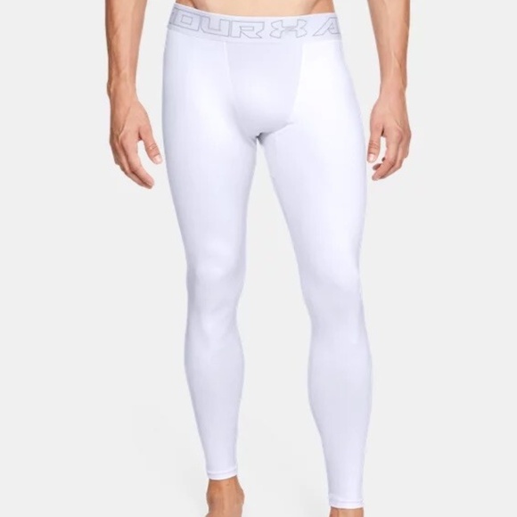 NWT  Men’s Under Armour Coldgear Compression Pants Tights White - Picture 3 of 10